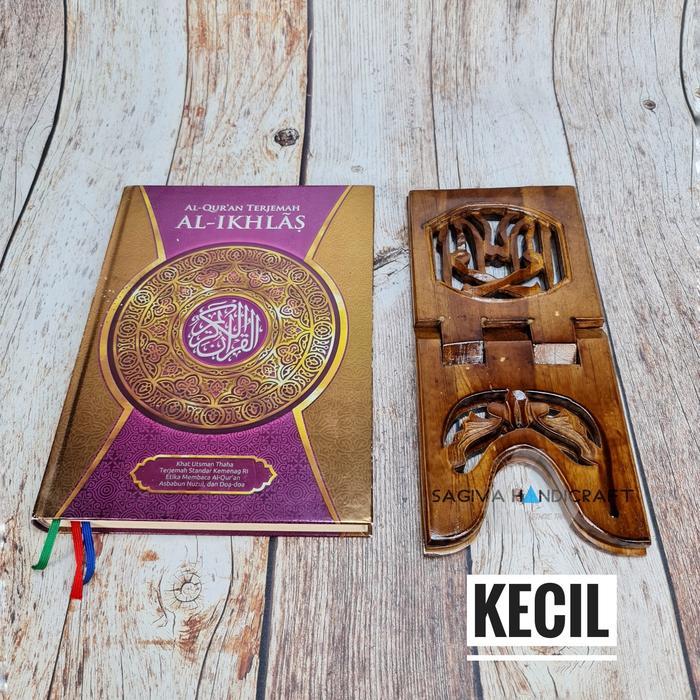 Rekal Al Quran Kayu Jati Ukiran Pahat Meja Furniture - Kecil