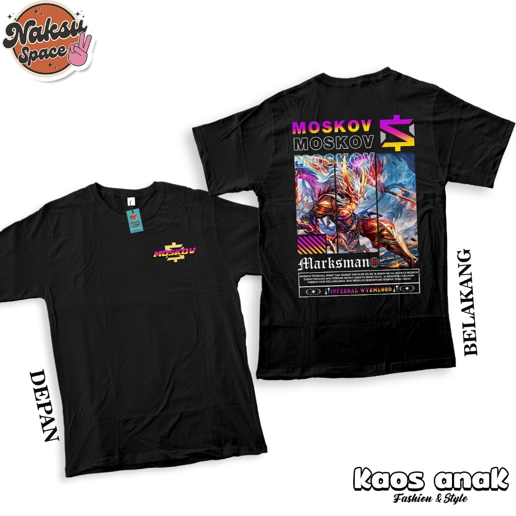 KAOS ANAK - KAOS MLBB HERO MOSKOV SKIN INFERNAL WYRMLORD BAJU MM GOLDLINER BAJU DISTRO ANAK