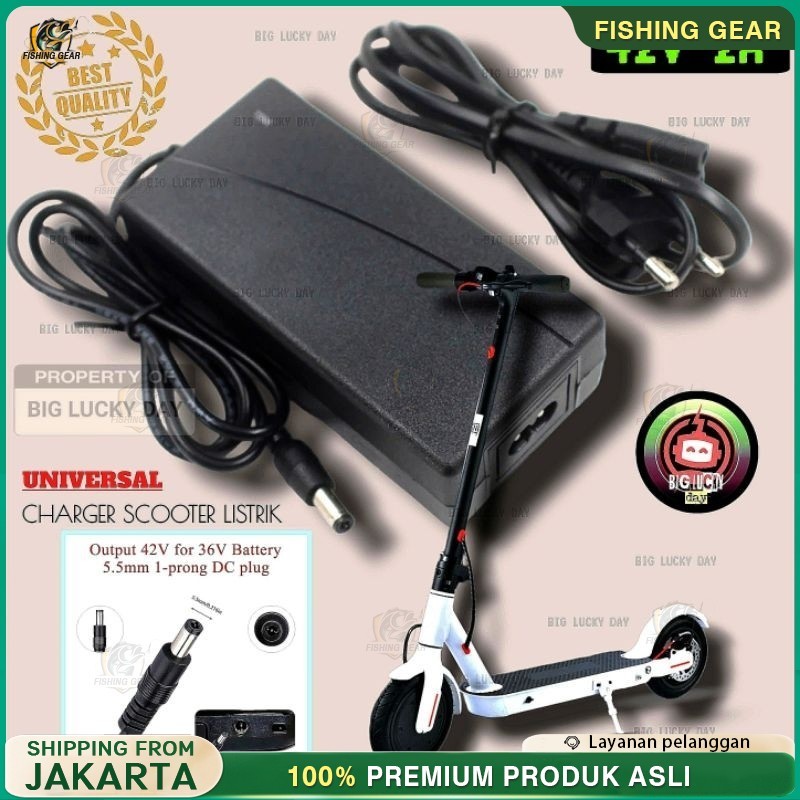Charger 36v lithium output 42v 2A scooter listrik exotic inokim light fiido dyu himo cas batre 18650