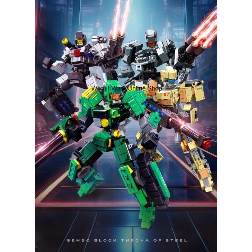 Sembo  mecha of steel warrior transformable - block brick robot -103385 - 103388