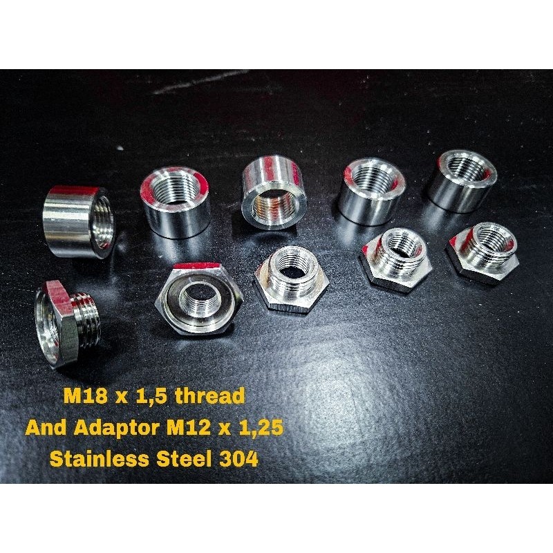 Baut Mur Sensor AFR Knalpot Lambda O2 M18 Stainless Steel 304 Mur Adaptor Las Sensor Knalpot SUS304
