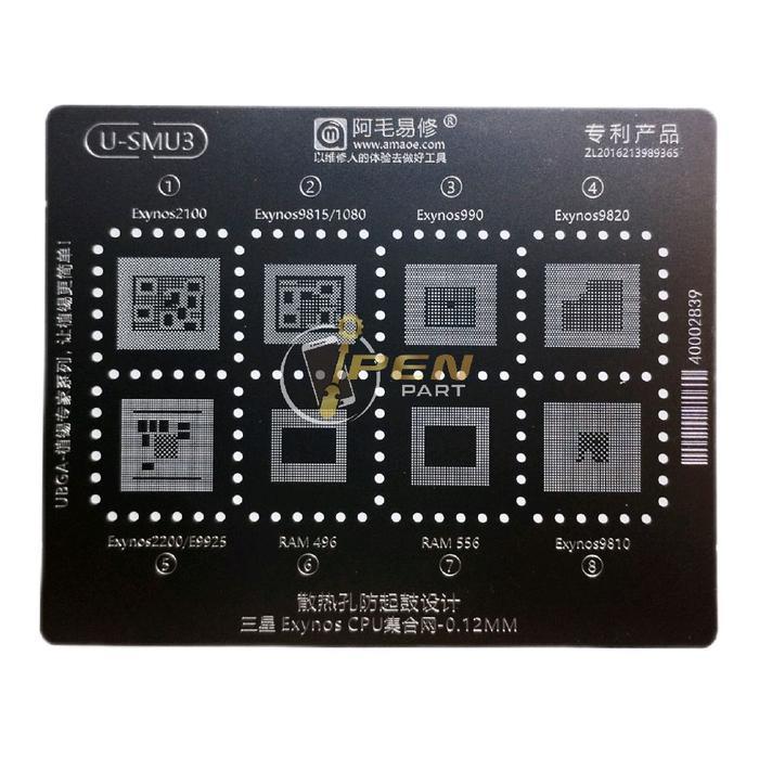 Plat Cetakan U-SMU3 Exynos990 E9925 Org Amaoe Bga Stencil