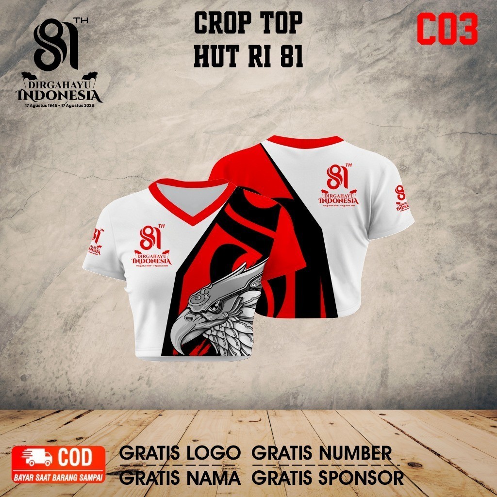 Arena Jersey - Crop top wanita dewasa agustusan