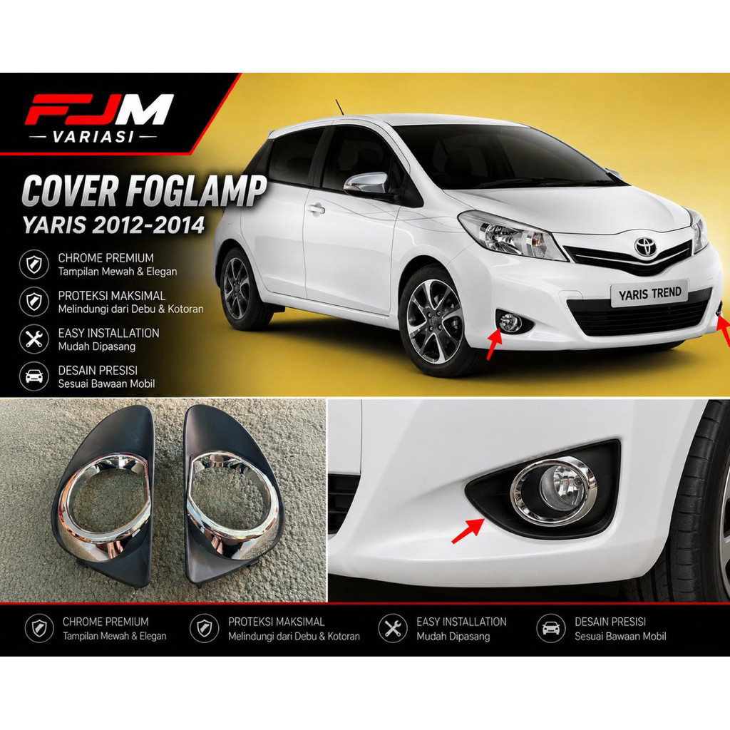TUTUP COVER RING FOGLAMP POKLEM SEMUA MOBIL TOYOTA YARIS TREND 2012 2013 2014 MOBIL LUAR NEGERI