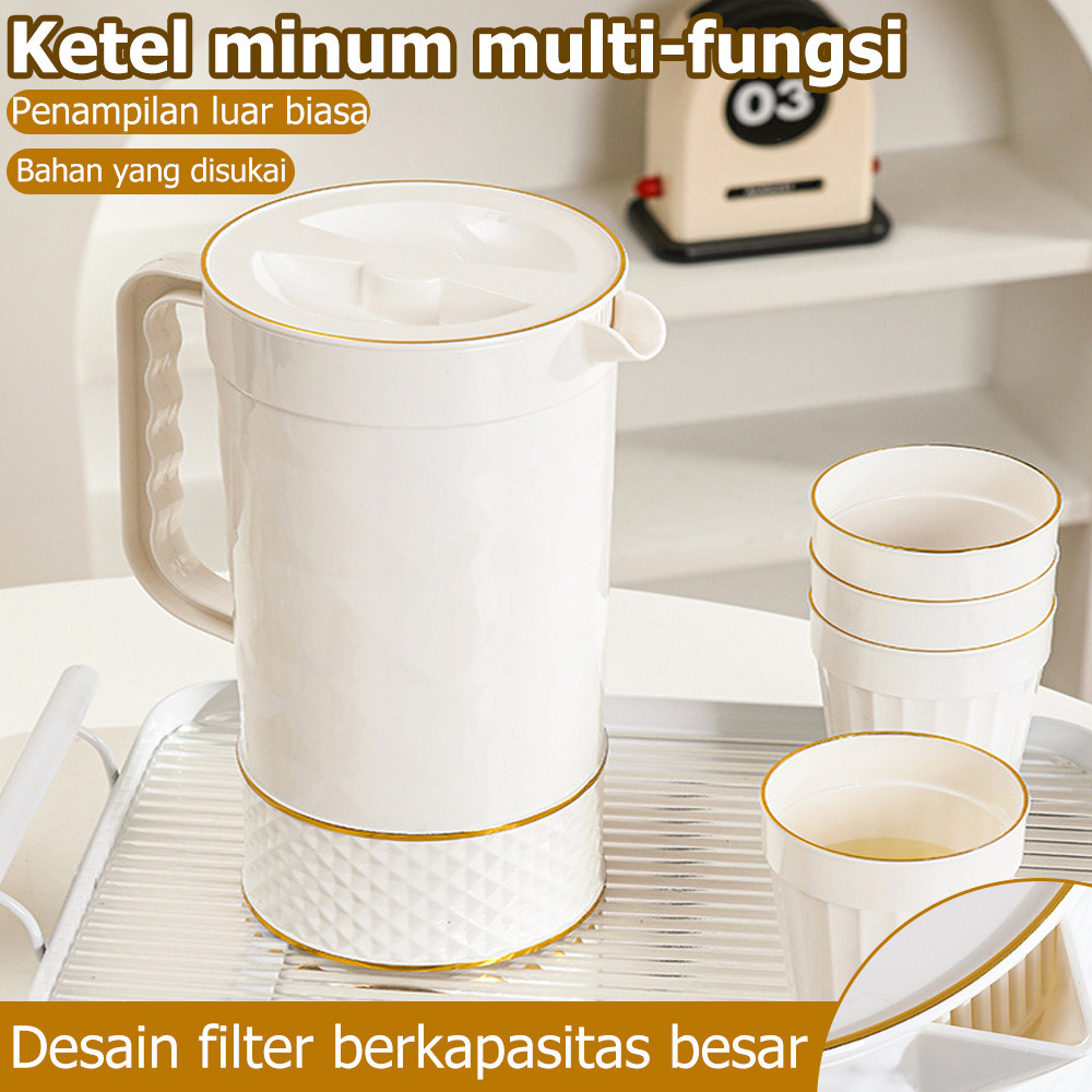 Pitcher Tutup Air Mewah Wadaha Plastik Teko Ceret Minimalis Infused Set In 5 Plastik