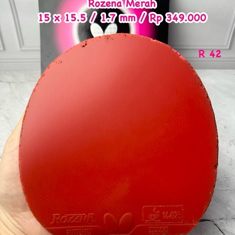 SECOND KARET BET BAT TENIS MEJA PINGPONG ROZENA WARNA MERAH