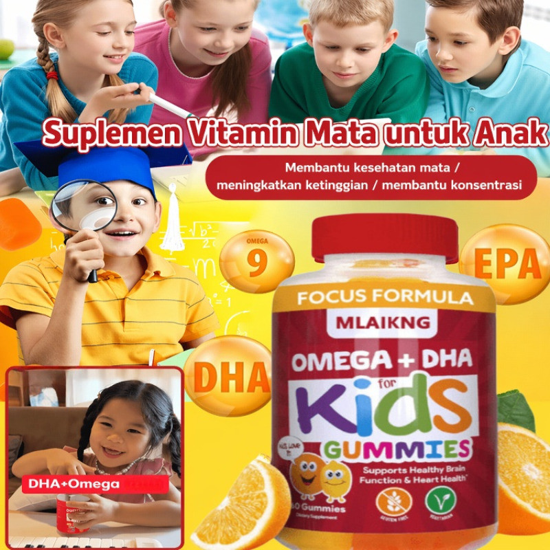 Tulang Kuat [Cerdas & Imun] OMEGA+DHA Kids Gummies/Anak DHA Omega 3 Vitamin Gummy Suplemen Nutrisi/V