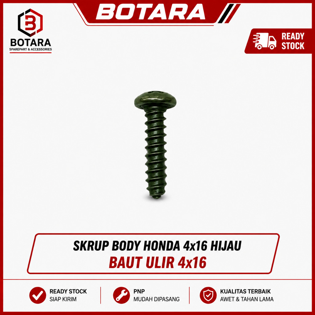 (50pcs) Skrup Body Honda 4x16 HIJAU Baut ulir 4x16