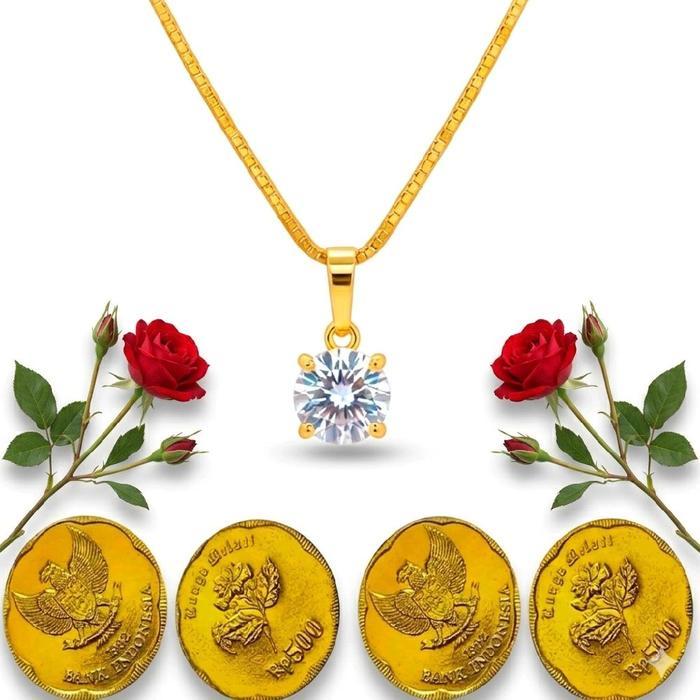 PERHIASAN KOIN kalung wanita italy liontin mata satu anti luntur terbuat dari bahan koin 1991 1995