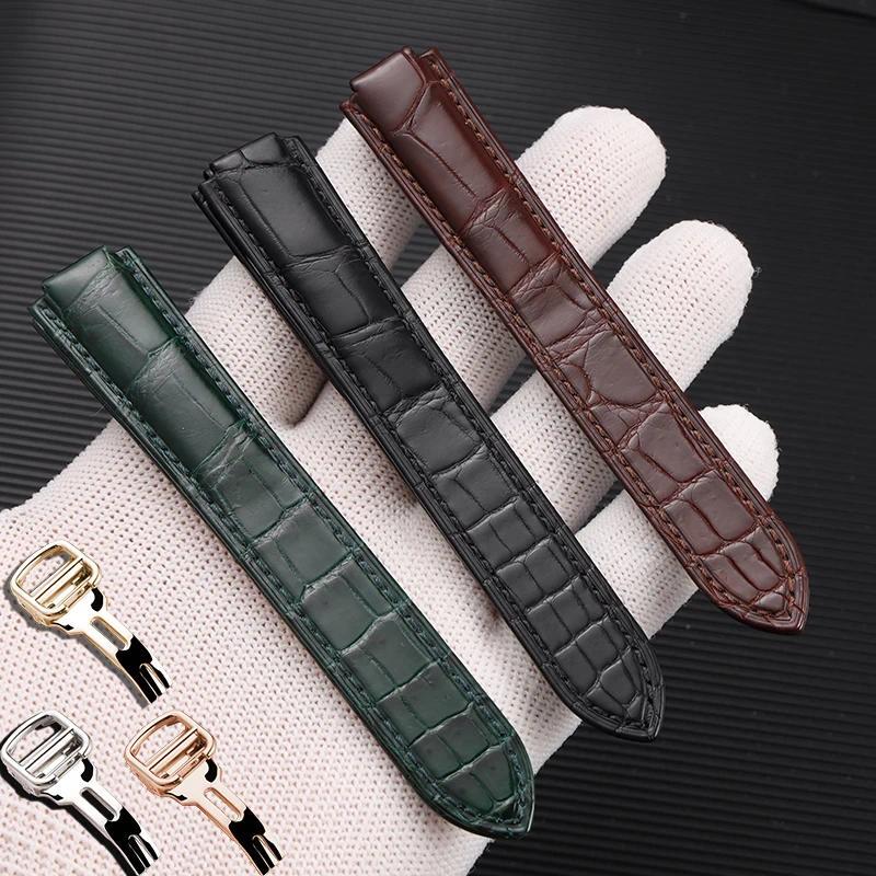 Customized Convex alligator leather watch straps for CARTIER watch BALLON BLEU DE CARTIER Replacemen