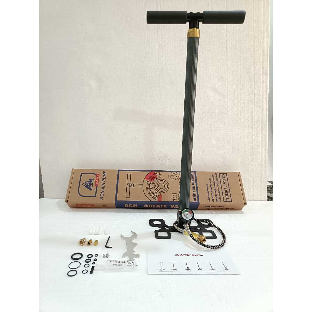 Pompa PCP NEW AGH 4 STAGE MANOMETER 6000 PSI KAKI LIPAT BONUS MINI KUPLER