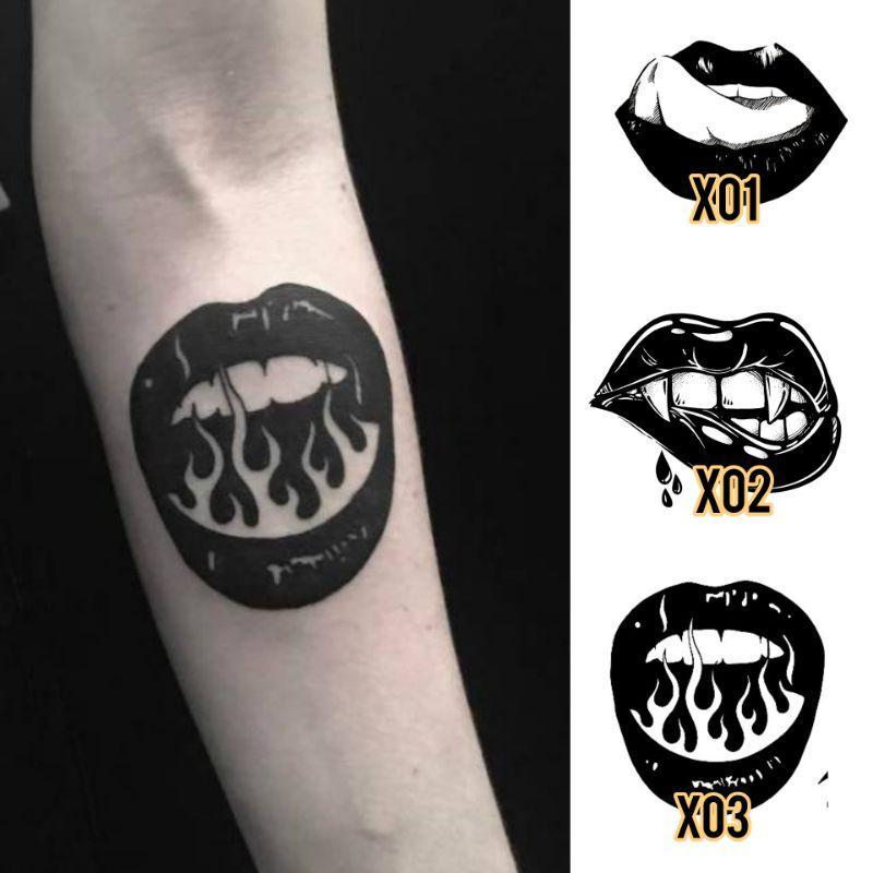 Tato Basic Tahan 5-7 Hari Tato Temporer Tato bibir Tato dada Tato lips Stiker Tato Minimalis - XO FE