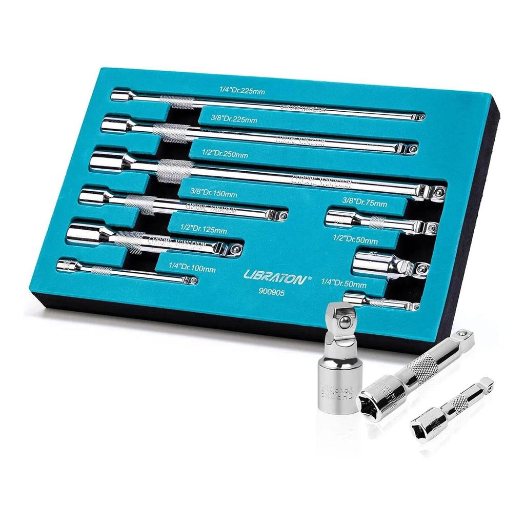 Libraton Wobble Extension Set Socket Extensions Set Ratchet Extensions 1/4" 3/8" 1/2" Wobble Extensi