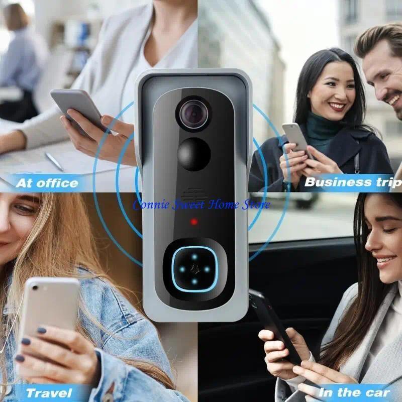 LXAF Wireless Videos Doorbell Camera with Chimes Videos Door Bells Easy Installation