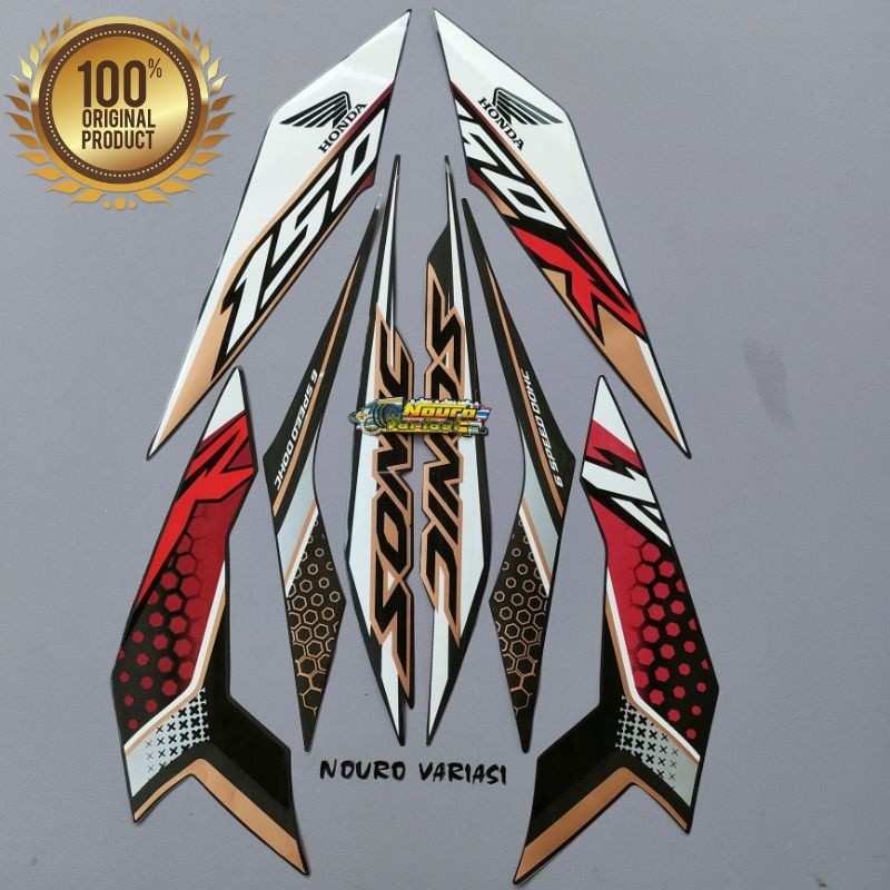 striping honda sonic 150 r 2019 hitam list gold body standar Kualitas original