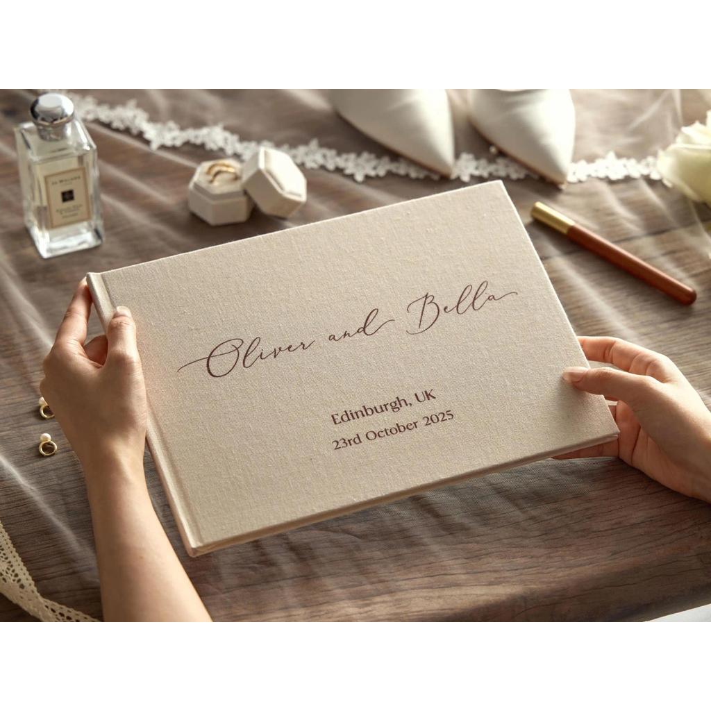 Custom Linen Wedding Guest Book Polaroid Photo Album Engagement Anniversary Scrapbook Reception Keep