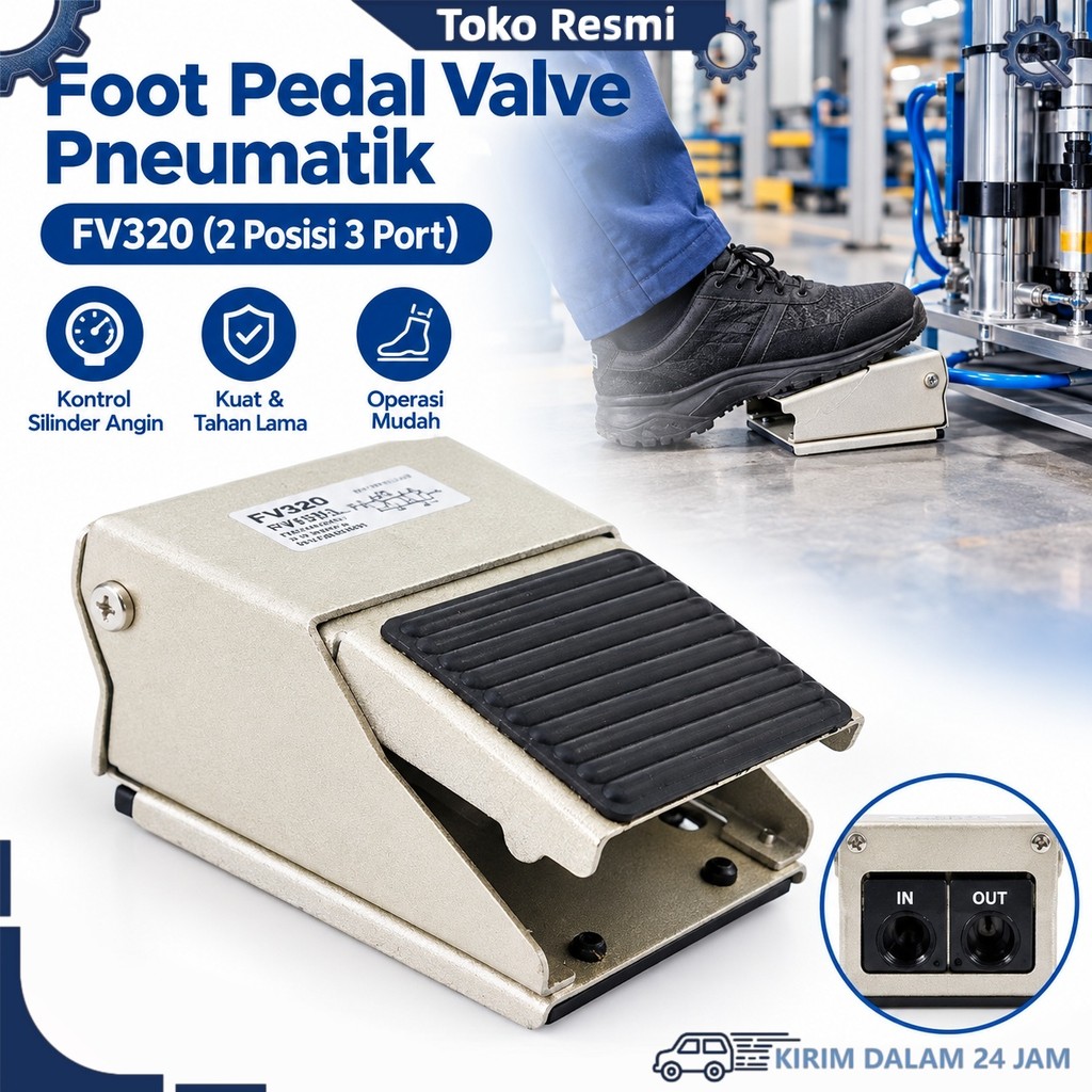 FV320 Katup Pedal Pneumatik Foot Valve Saklar Pedal Angin Pengendali Silinder Pneumatik Otomasi Indu