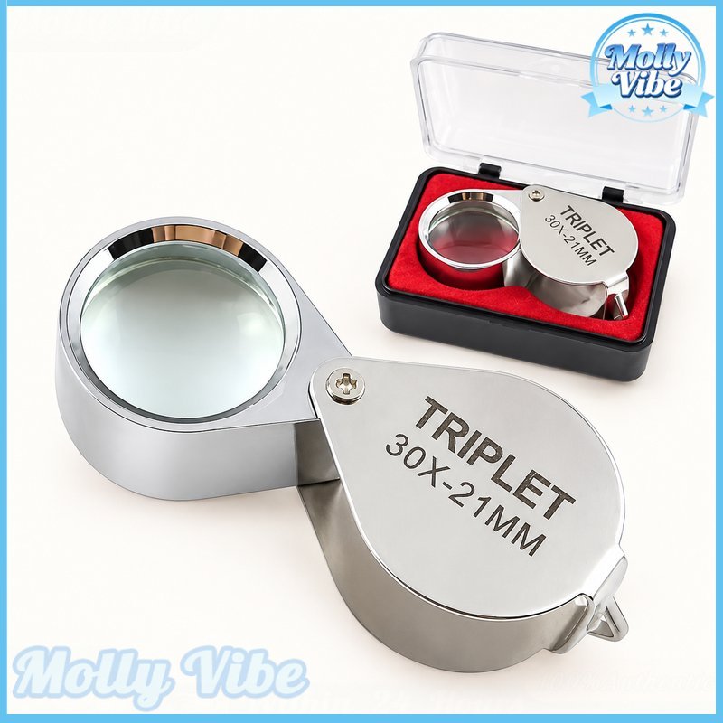 Loupe Perhiasan 30X-21MM TRIPLET Diamond Loupe Cek Berlian Batu Permata Dengan Kotak Perak