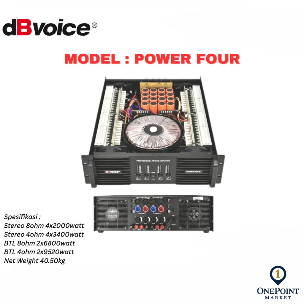 dBvoice Power Four Original Power Amplifier 4 Channel Class H 4 x 2000 Watt Professional Audio