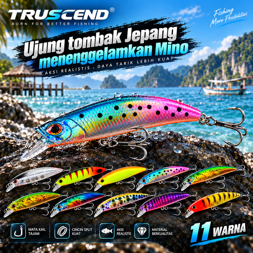TRU 6.5cm/5.5g Umpan Lure Minnow Slow Sinking Fishing Bait Set Tackle Lure For Fishing Swim Bait Lur