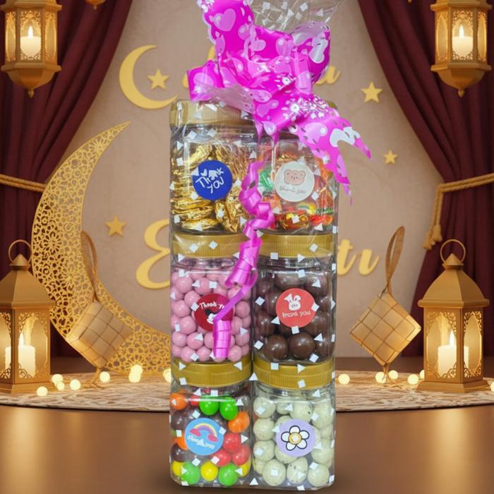 Paket Susun Toples Coklat Lagie, permen sugus, Vanhouten Lagie Mini Pink, Warna, Planet, Febby, Choc