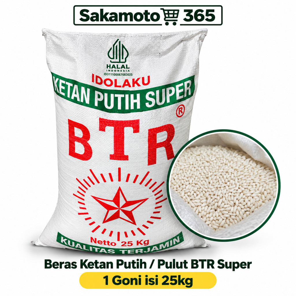 Beras Ketan Putih / Pulut Cap BTR Super 25kg