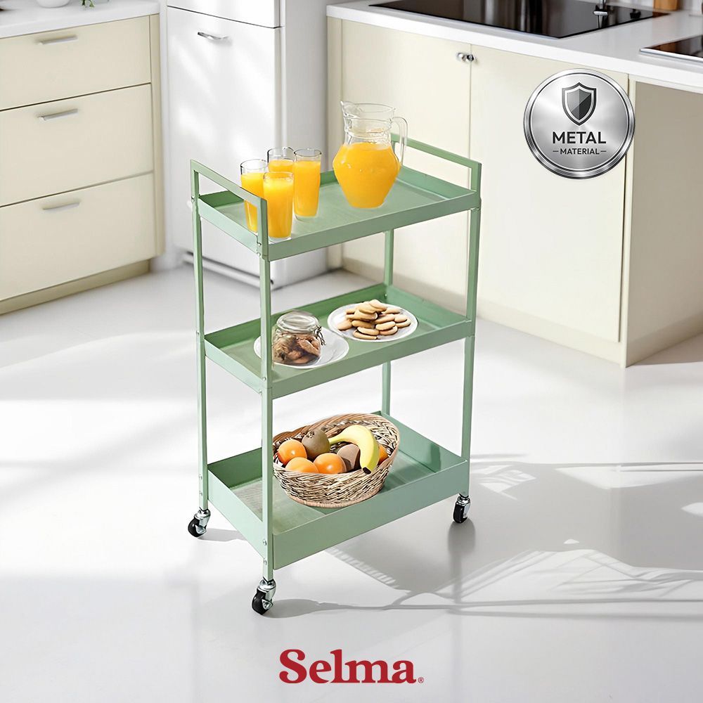 Selma Narita Rak Troli Serbaguna - Hijau Sage Troli Penyimpanan Trolley Serbaguna Troli Multifungsi 
