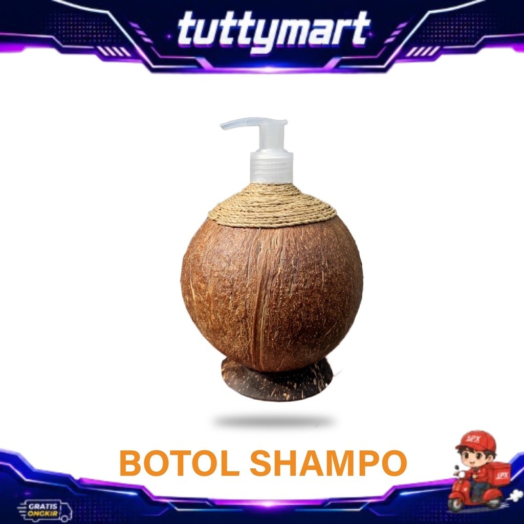 Dispenser Sabun Batok Kelapa - Tempat Sabun Batok Kelapa - Wadah Shampo - Botol Shampo Batok Kelapa 