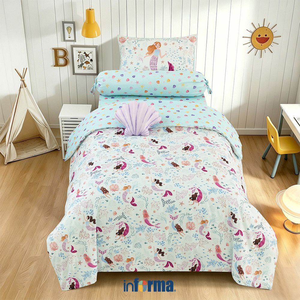 Informa Set 5 pcs Seprai Anak Microfiber Mermaid Single 120x200 Sprei Seprei Sprai Sepray Bed Sheet 