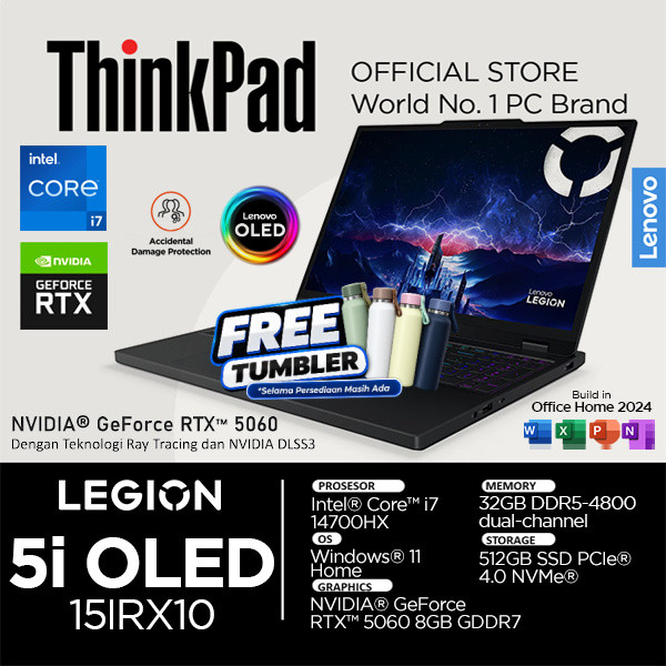 Lenovo Legion 5i OLED 2025 RTX 5060 Intel Core i7-14700HX 24GB RAM 512SSD 15 Inch Windows 11 43ID