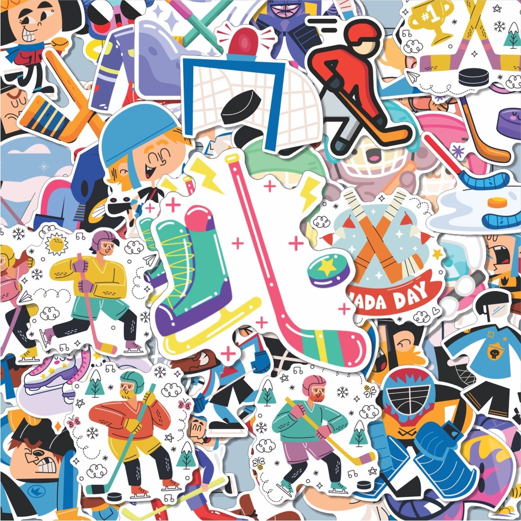 100PCS Lucu Stiker Hockey Animasi Stiker Aesthetic Stiker Anti Air Stikers Berperekat Waterproof sti