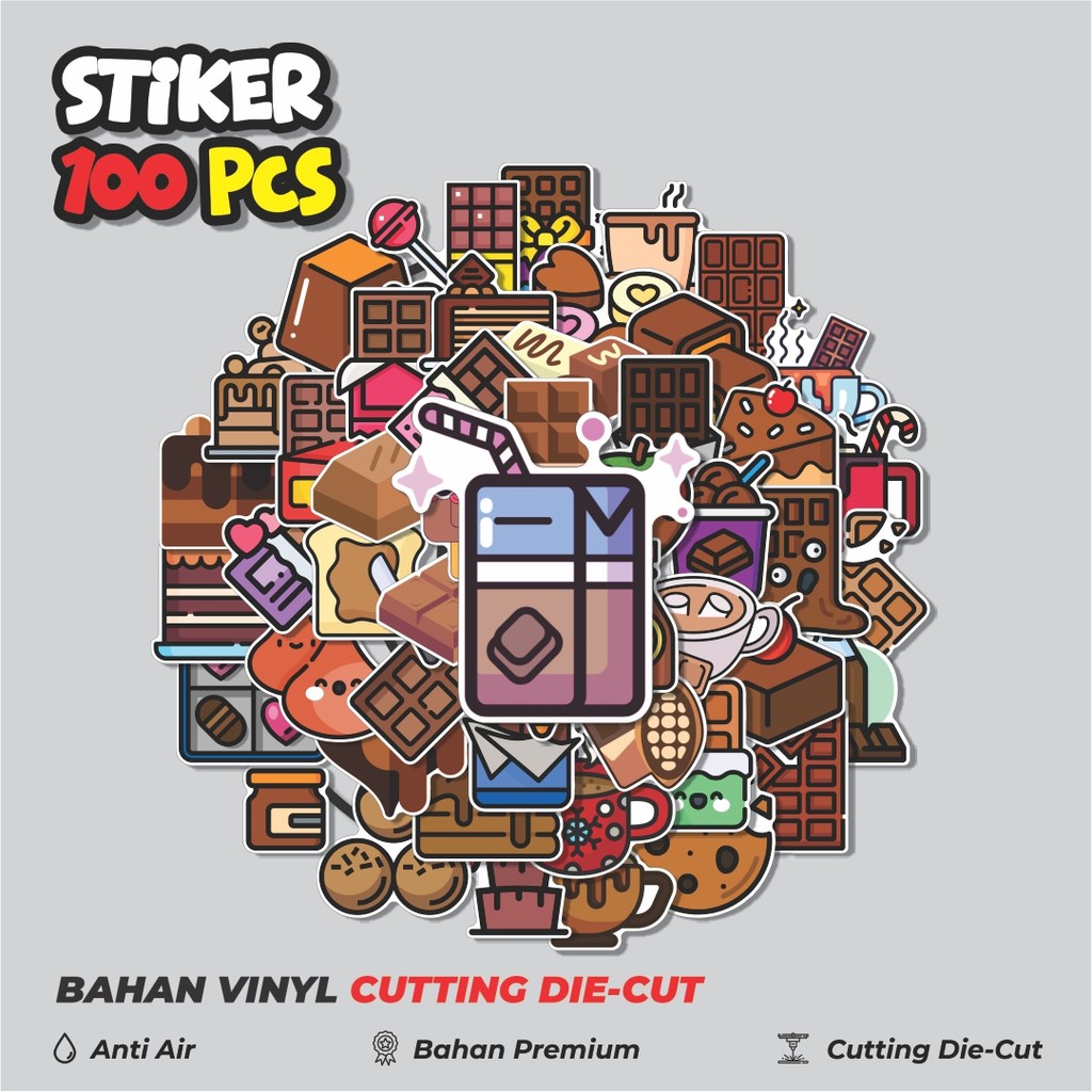Terbaru 50 pcs Stiker Makanan Coklat Dekorasi Lucu Kreatif untuk Notebook, Skateboard, HP