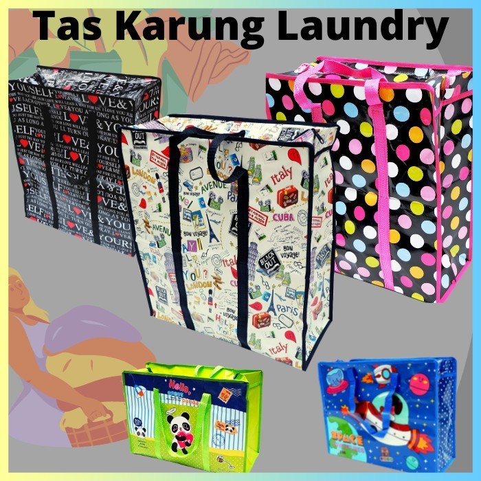 Tas LAUNDRY Tas Karung Belanja Besar Jumbo - Tas Londry Kain Terpal Jumbo - Tas Belanja Lipat
