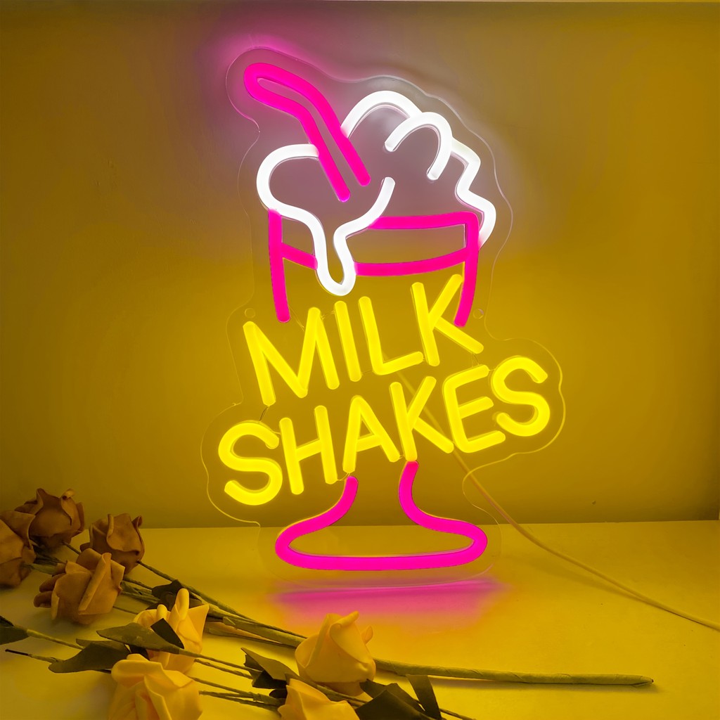 Milk Shakes Neon Signs Ice Cream Neon Sign for Ice Cream Shop, Dessert Shop, Ice Cream Store, Truck 
