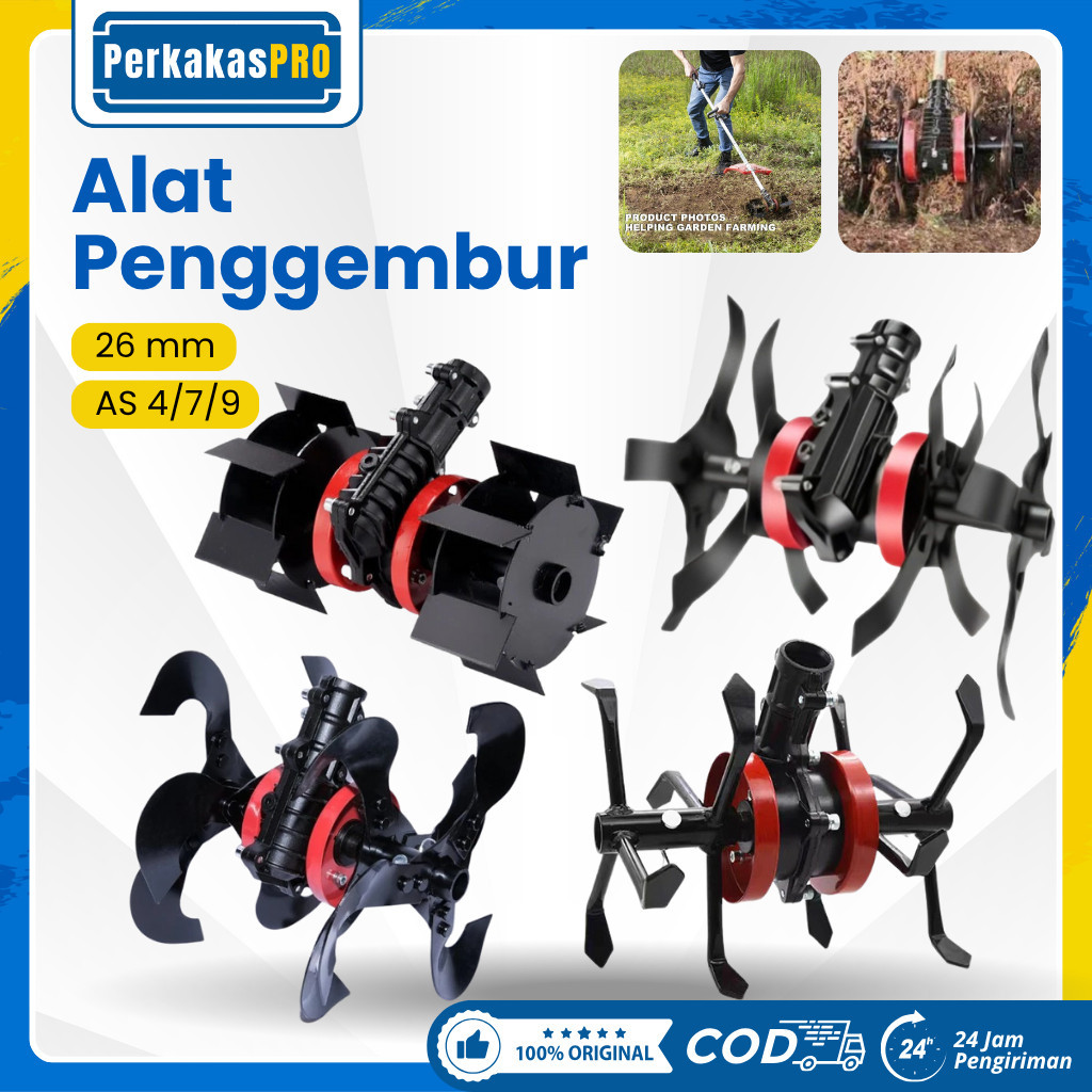 PERKAKASPRO New Tilling Head Alat Penggembur Tanah untuk Mesin Potong Rumput As 26/ AS 9,7,4 Model L