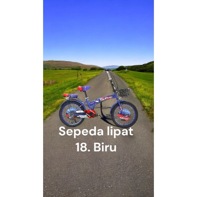 Sepeda lipat anak 18 inch usia 5sd 9 tahun BIRU  bisa cowo dan cewe Netral