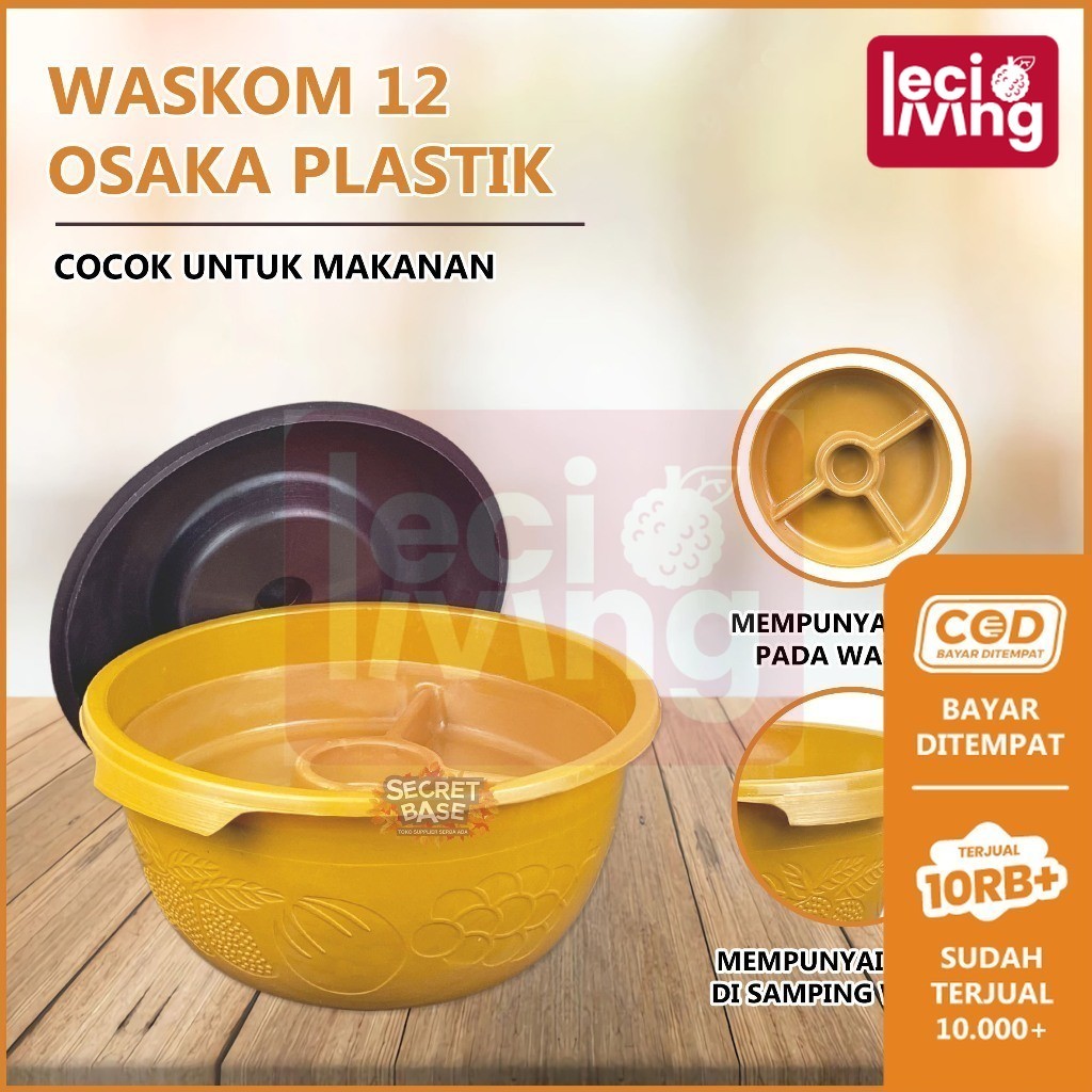 (ISI 12pcs) BASKOM SEKAT TUTUP - Baskom Hajatan / Waskom / Wakul / Bakul Nasi Plastik
