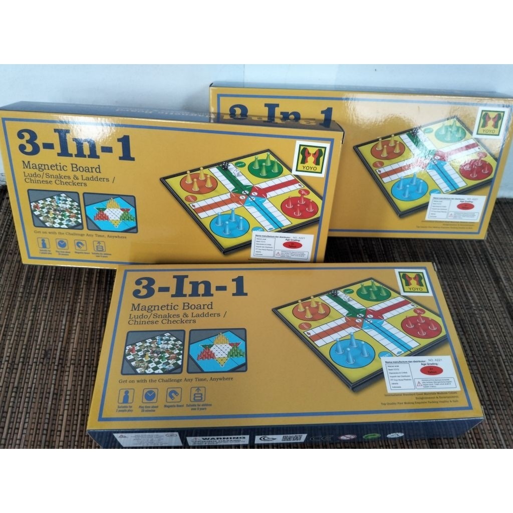 Mainan Magnetic Board 3 in 1 Ludo/Snakes & Ladders / Chinese Checkers