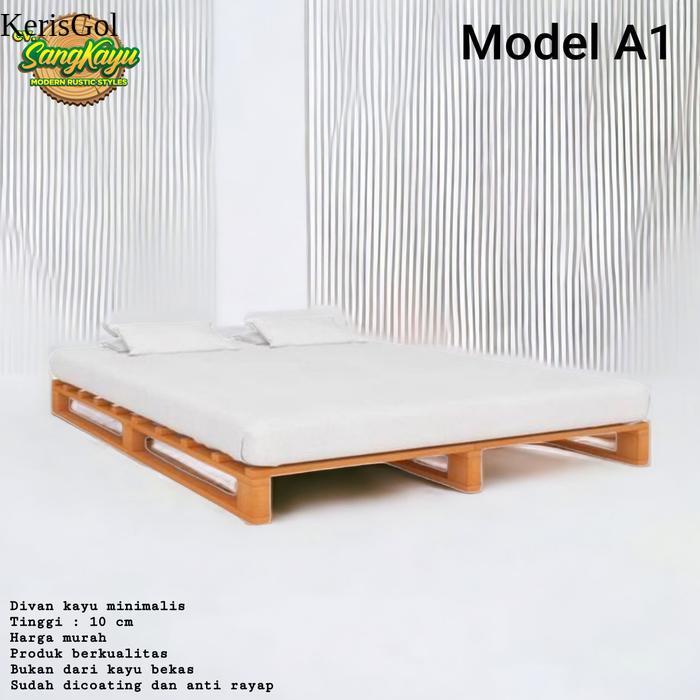 Tempat tidur kayu minimalis dipan divan alas matras kasur spring bed - 90 x 200 cm, Pulau Jawa GL15