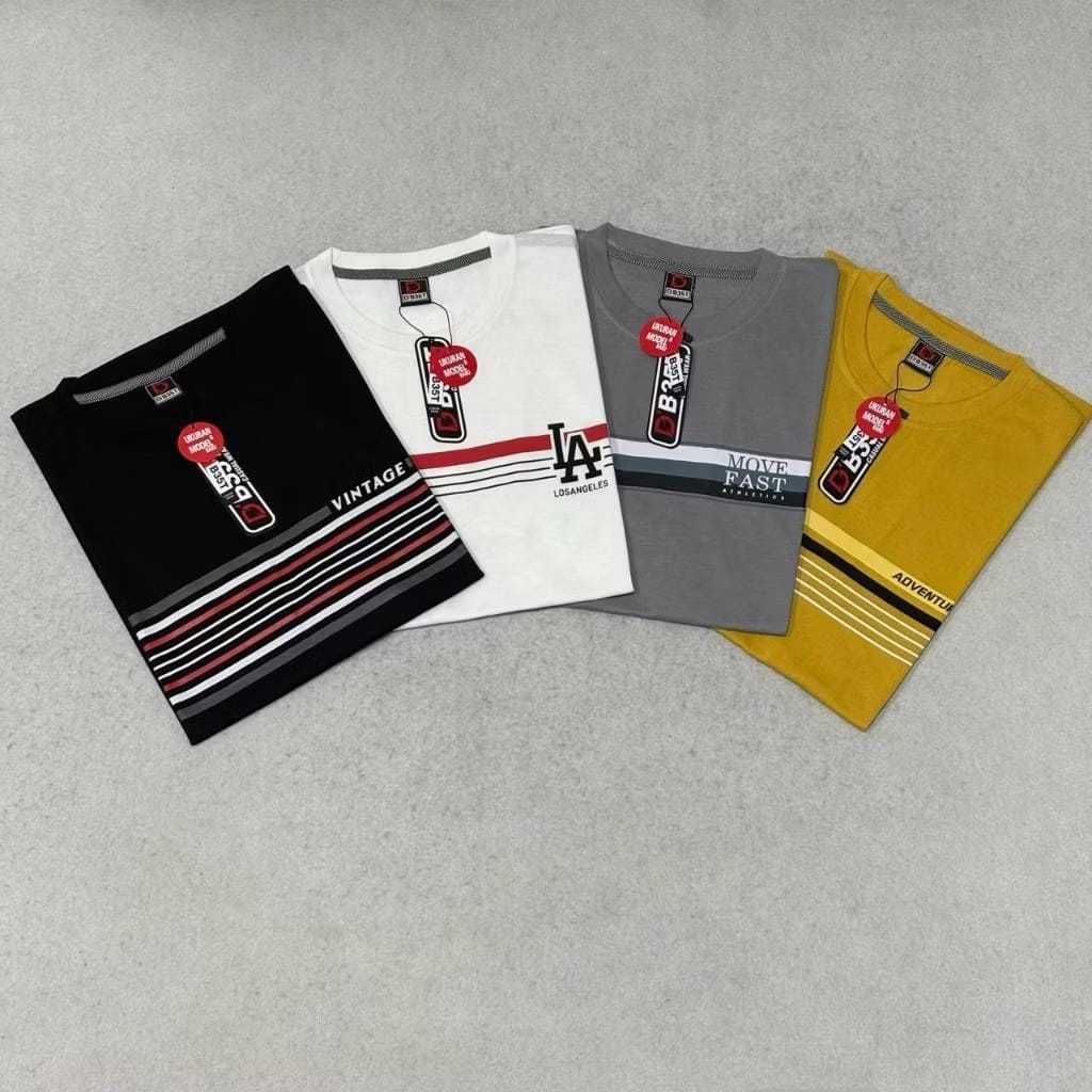 Paket 5 PCS 100RB Kaos Distro Model Stripe Salur Pria Wanita Branded Matahari Unisex Baju Cowo Keren