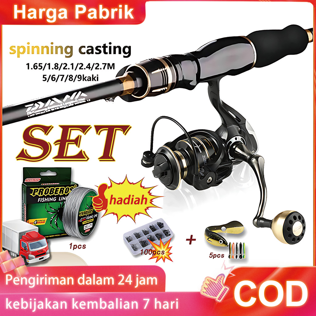 PROMO Set Joran Pancing Set Lengkap Set DAIWA Pancing dan Gulungan Pancing Serat Karbon Set Pancing