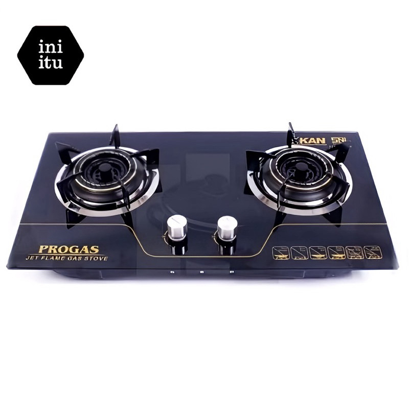 [ Progas  ] Kompor Gas Kaca / Kompor Duduk / Kompor Tanam Progas 2 tungku - PG 569 ( Full Gas )