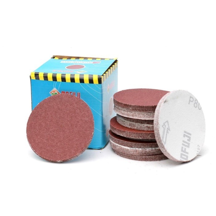 Amplas Bulat Velcro 4 Inch Harga Per 100pcs (1 BOX ) - Amplas Tempel Grit 60 - 400 Murah