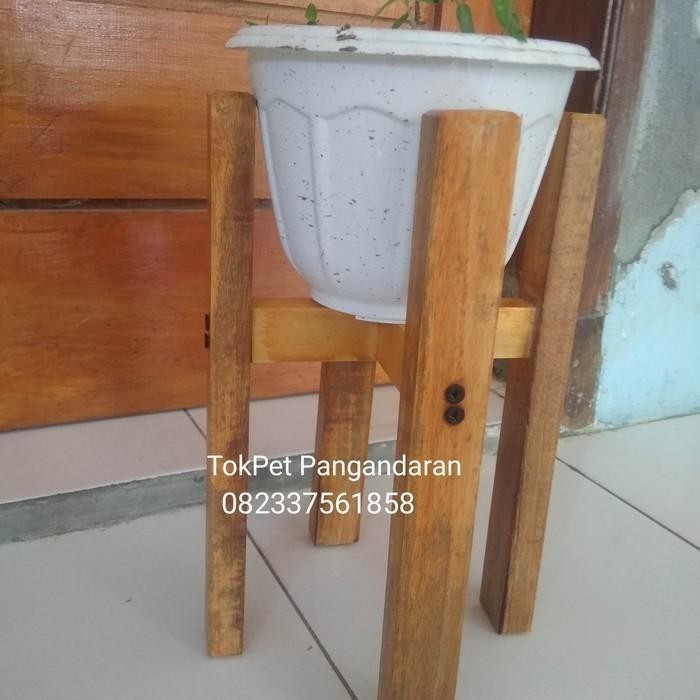 STANDING POT KAYU TANAMAN KAKTUS DAN BUNGA UKURAN DIAMETER 15CM