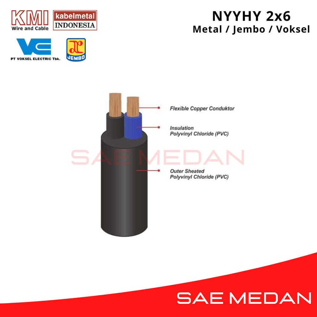 NYYHY 2x6 Kabel Serabut Cable NYYHY 2x6 Metal Jembo Voksel