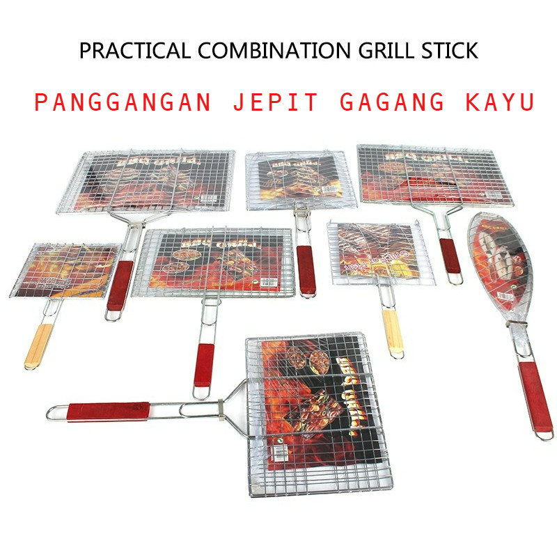 PangganganJepitGagang Kayu Panggangan Stainless Panggangan Capit  Alat Panggang Jepitan