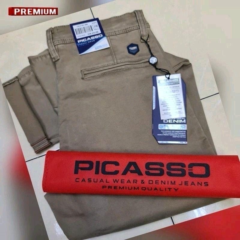 [PICASSO KATUN]  Celana Katun Panjang Picasso Original /chinos  Pria Stretch Slimfit Distro Casual