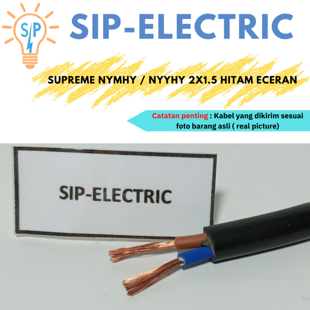 Kabel Supreme Nymhy Nyyhy 2X1.5 Mm Serabut Hitam Eceran / Supreme Nymhy Nyyhy 2X1,5 Mm