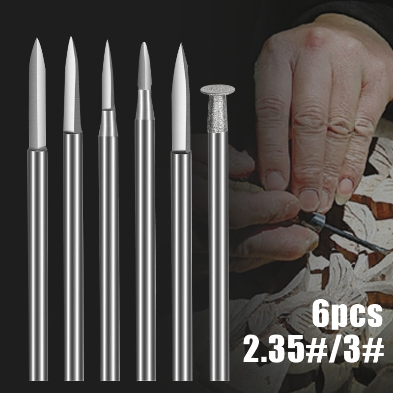 6Pcs Mata Bor Kayu Untuk Alat Putar Mata Bor Kayu Ukir 2,35mm 3mm
