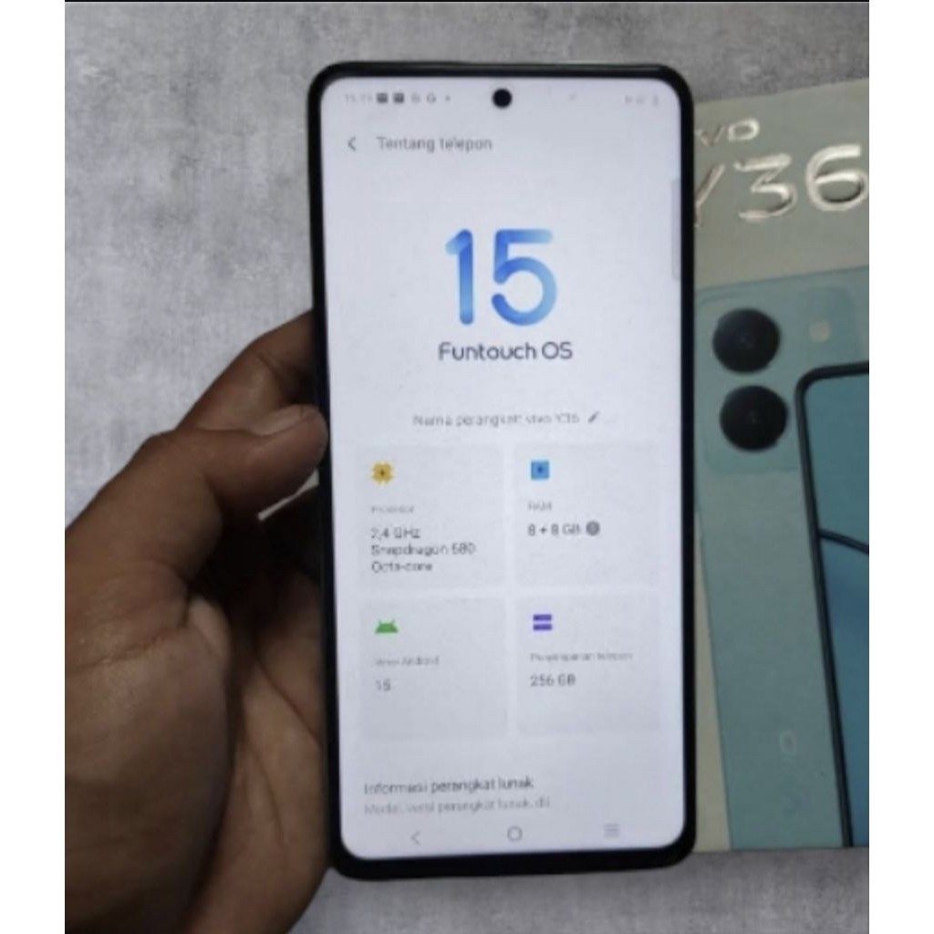 vivo y36 versi ram8 256gb hp second lengkap original ya